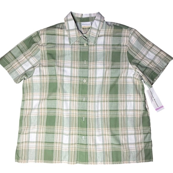 Alfred Dunner Woman Green Plaid Short Sleeve Button Up Shirt Plus Size 20W - Picture 1 of 4